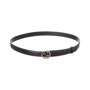 Gucci Interlocking G Leather Belt, Black